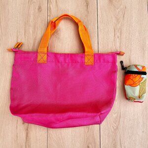Port Authority Splash Zippered Tote Hot Pink & Neon Orange & EnVBags Lotus Pouch
